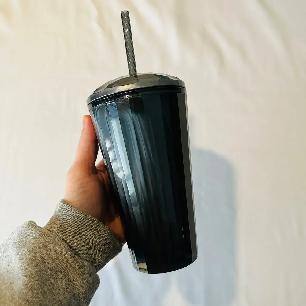 NWT Starbucks Black Domed Lid 16 oz Tumbler w/ Straw